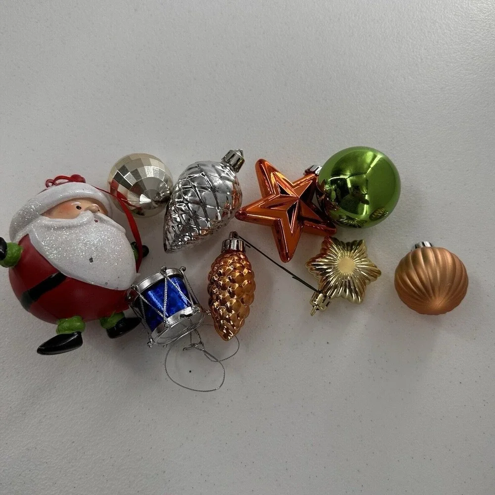 Lot Of 9 Santa‎ Claus Christmas Ornament Holiday Decorations Shatterproof